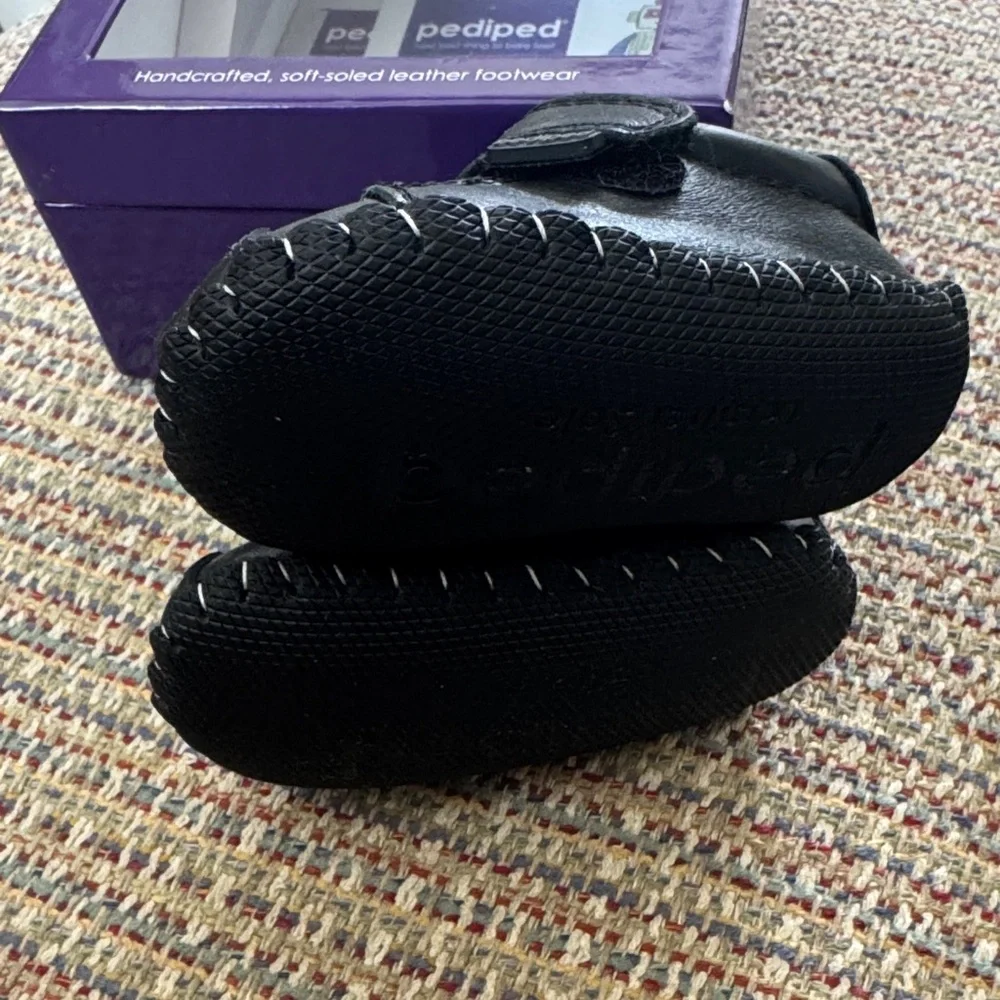 Pediped Black Leather Baby Walker Shoes